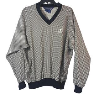 Sunderland Scotland LPGA Black White Houndstooth Golf Pullover women sz L